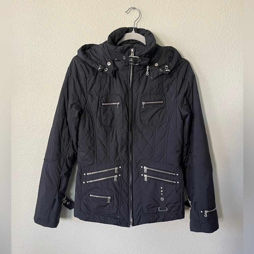 Bogner Black Quilted Ski Jacket With Detachable Hood Women's Size S
